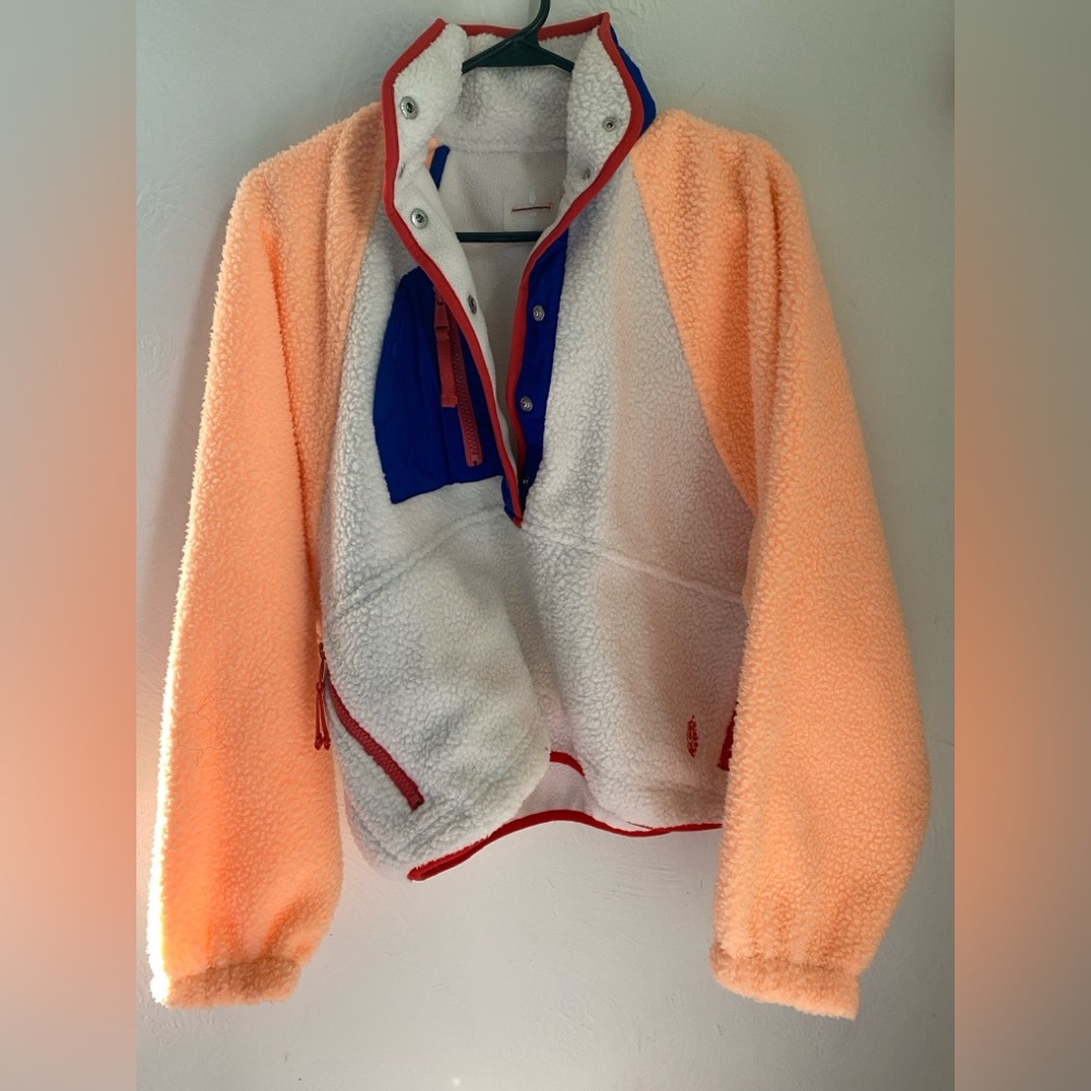 Free People x FP Movement Hit The Slopes Colorblock Fleece Jacket Sweater XS